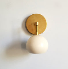 Brass and Cream single loa sconce mid century modern style