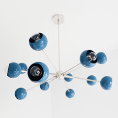 denim and chrome mid century modern style sputnik chandelier