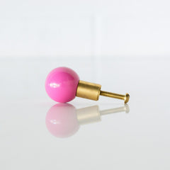 Bright Pink drawer pull or cabinet knob with brass accents. Made in New Orleans
