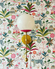 Pink and brass mid century modern wall sconce