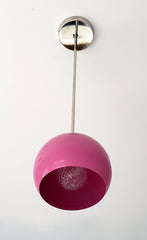 chrome and bright pink globe pendant light modern