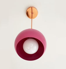 Copper and Bright Pink oversized globe pendant shade