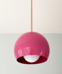 Copper and Bright Pink oversized globe pendant shade