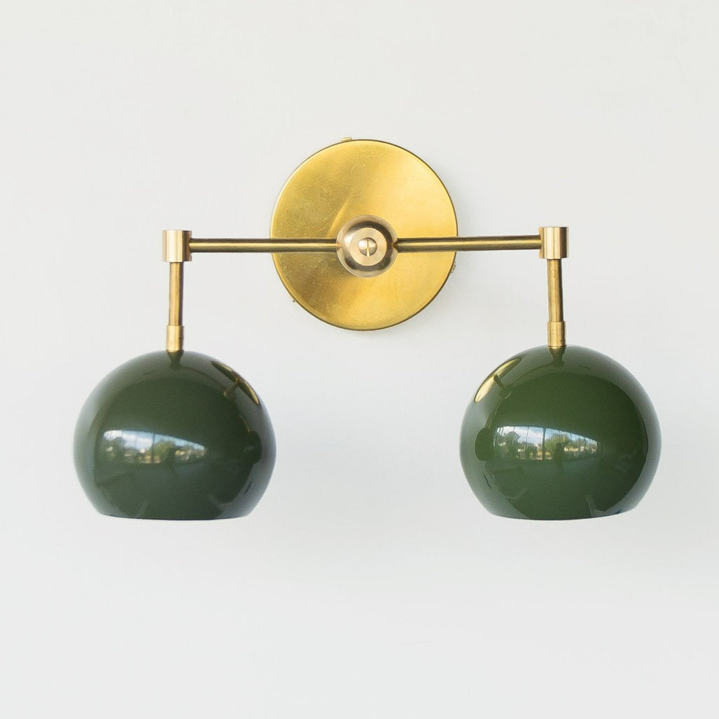 Olive green and Brass mid century modern olive wall sconce for bathroom
