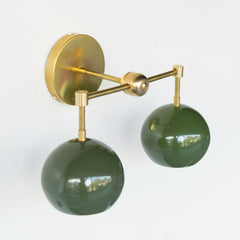 Olive green and Brass mid century modern olive wall sconce for bathroom