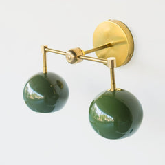 Olive green and Brass mid century modern olive wall sconce for bathroom