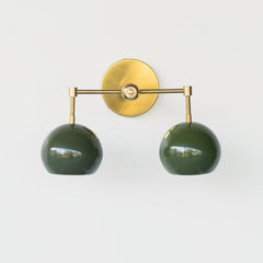 Olive green and Brass mid century modern olive wall sconce for bathroom