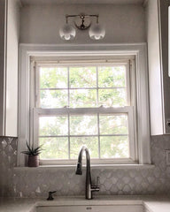 Double Loa Sconce with White Shades