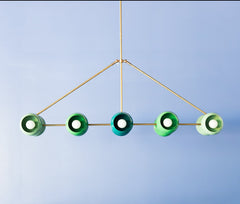 Green Ombre and Brass chandelier by Sazerac Stitches