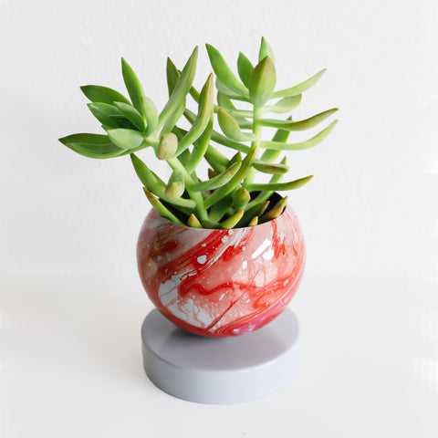 Grey, Red, & Pink Marbled Loa Planter