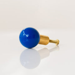 Bright blue and brass fun kids inspired cabinet drawer pull hardware by Sazerac Stitches