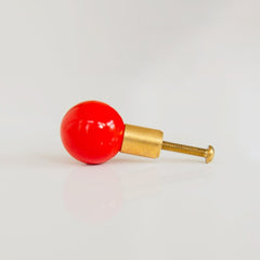 Poppy Red and Brass Drawer pull by Sazerac Stitches