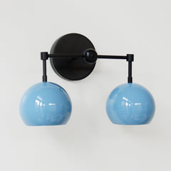 Black and Light blue two light wall sconce