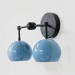 Black and Light blue two light wall sconce