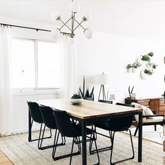 Marigny Chandelier by Sazerac Stitches -- modern farmhouse decor with an angular ceiling fixture in chrome