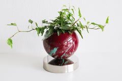 Black Cherry & Mint Marbled Planter on a Chrome Base