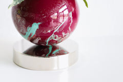 Black Cherry & Mint Marbled Planter on a Chrome Base