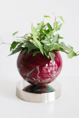 Black Cherry & Mint Marbled Planter on a Chrome Base