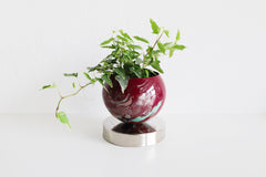 Black Cherry & Mint Marbled Planter on a Chrome Base