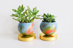 Blue, Coral, and Green Marbled Loa Planters