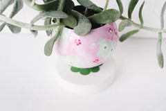 Pink and Green Floral Painted Loa Planter