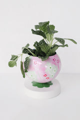 Pink and Green Floral Painted Loa Planter