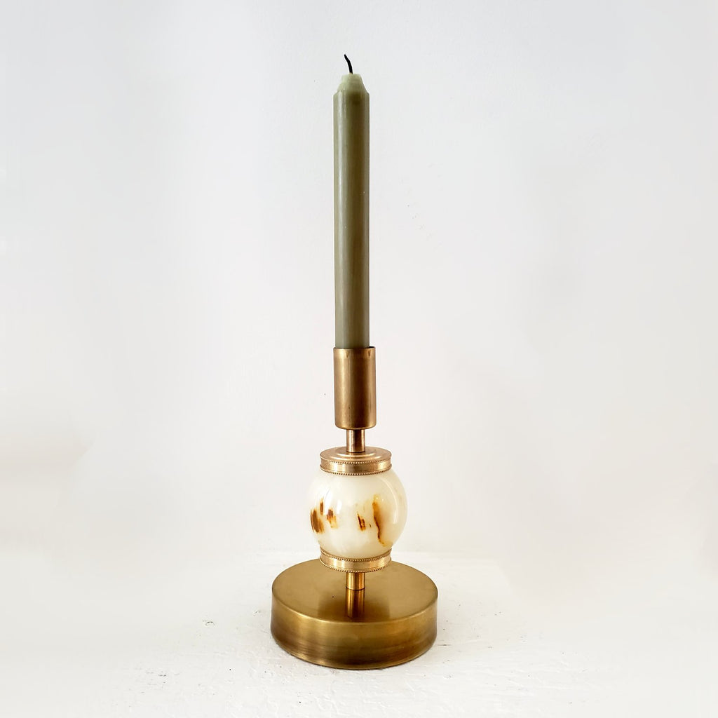 brass and onyx handmade candle holder perfect for fall mantle decor or dining rooms