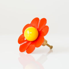 Flame orange and yellow daisy drawer pull