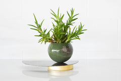 Olive & Eggplant Marbled Demilune Planter