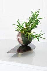 Olive & Eggplant Marbled Demilune Planter