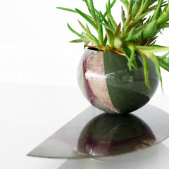 Olive & Eggplant Marbled Demilune Planter