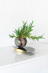 Olive & Eggplant Marbled Demilune Planter