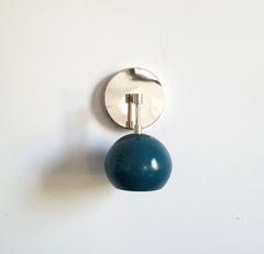 chrome and teal bathroom wall sconce