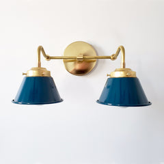 Teal & Brass two light modern wall sconce