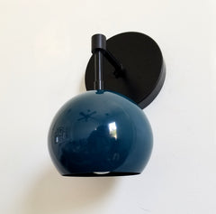 jewel tone black and lagoon blue wall sconce dark turquoise modern minimalism midcentury modern mid century design wall lighting