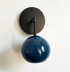 jewel tone black and lagoon blue wall sconce dark turquoise modern minimalism midcentury modern mid century design wall lighting