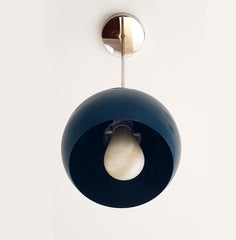 Lagoon Blue and Chrome midcentury modern style pendant lighting for dining rooms and kitchens