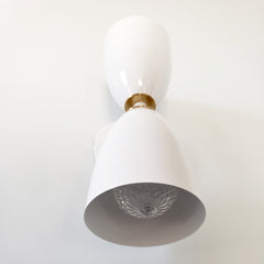 White and brass Art deco lighting two light wall sconce bathroom wall sconce bottom view