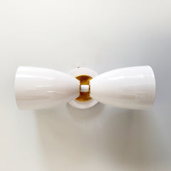 White and brass Art deco lighting two light wall sconce bathroom wall sconce horizontal lighting