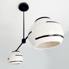 Boho black and white chandelier with porcelain shades