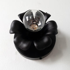 Matte black victorian modern floral flushmount lighting sconce