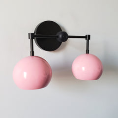 Double Loa Sconce with Blush Pink Shades
