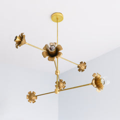 brass floral modern chandelier with cast flowers