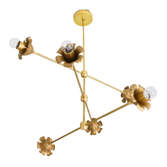 brass floral modern chandelier with cast flowers