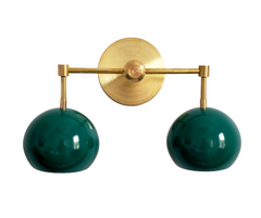 Double Loa Sconce with Mermaid Green Shades