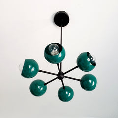 Green and Black modern globe chandelier by Sazerac Stitches