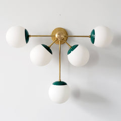 Brass and Emerald Green Art Deco inspired oversized modern wall sconce