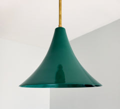 emerald green and brass cone pendant shade kitchen island lighting midcentury modern inspired