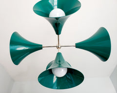 Emerald Green and Chrome modern chandelier midcentury inspired lighting