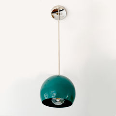 Emerald Green and chrome midcentury modern inspired globe pendant lighting